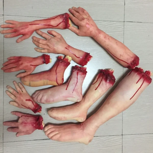 Halloween Horror Props Bloody Hand Haunted House Party Decoration Scary Fake Hand Finger Leg Foot Brain Heart Halloween Supplies