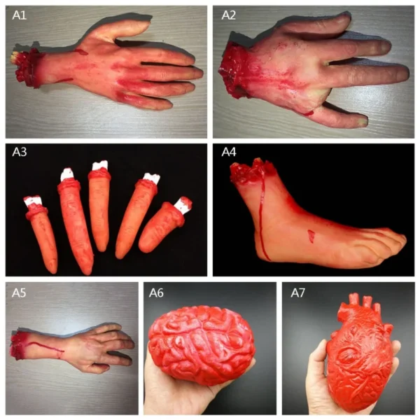 Halloween Horror Props Bloody Hand Haunted House Party Decoration Scary Fake Hand Finger Leg Foot Brain Heart Halloween Supplies - Image 2