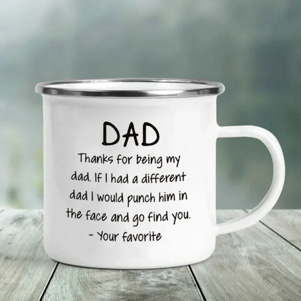 Best Dad Print Funny Enamel Creative Coffee Cups Camping Mugs Handle Drinkware Vacation Mug The Best Father's Day Gifts for Men - Image 5