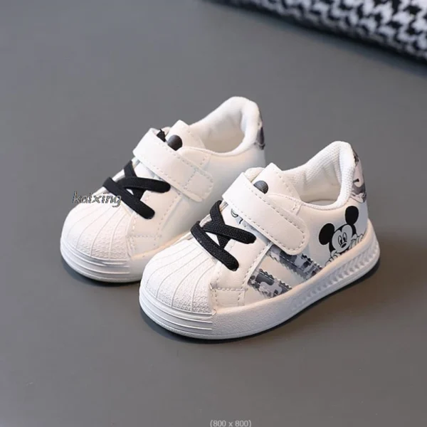 Toddler MINISO Disney White Casual Shoes For Baby Boys Girls Brand Children Sneaker Mickey Kids Sports Walking Shoes Size 15-25