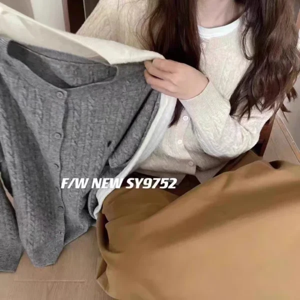 2024 New Cashmere Cardigans Sweater Women O-neck Autumn Winter Cashmere Cardigans Solid Single Breasted Women Cardigans Sweaters - Image 2
