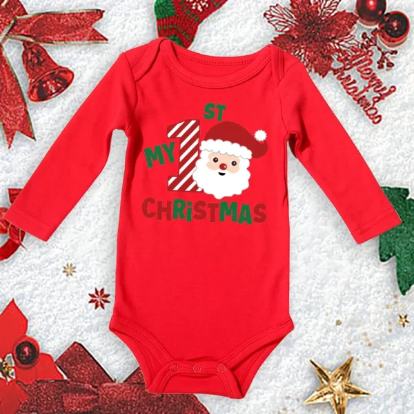 My First Christmas New Born Baby Bodysuits Clothes Ropa Toddler Girl Red Long Short Romper Jumpsuit Outfit Christmas Gifts - Image 4