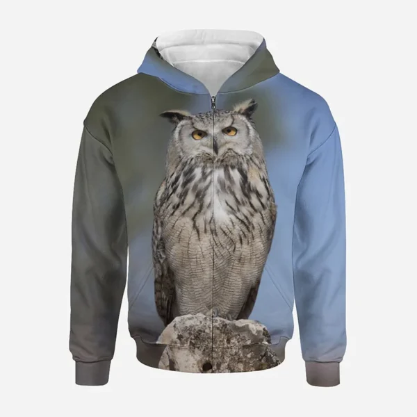 Horror Night Owl Zip Up Hoodie Men Clothing New 3D Goth Eagle Printed Hoodies Women Harajuku Fashion y2k Pullovers Hooded Hoody - Image 5