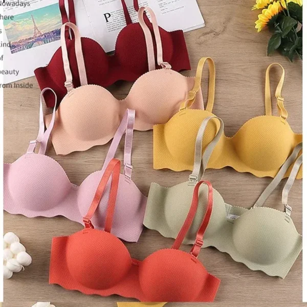 Female Gather Removable Shoulder Strap Solid Color Wireless Lingerie One-pieces Sexy Bras Push Up Seamless Underwear for Women - Image 3
