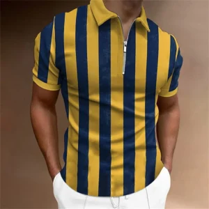 Striped 3D Print Polo Shirt