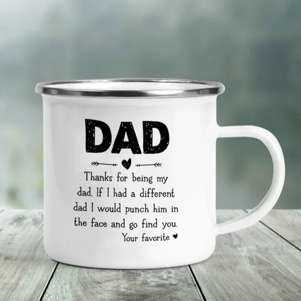 Best Dad Print Funny Enamel Creative Coffee Cups Camping Mugs Handle Drinkware Vacation Mug The Best Father's Day Gifts for Men - Image 6