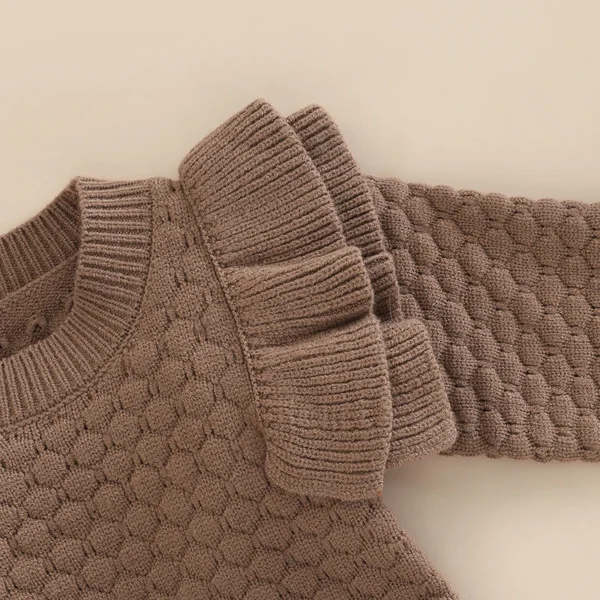 2022-07-14 Lioraitiin 0-24M Newborn Infant Baby Girl Romper Knit Ruffle Warm Long Sleeve Jumpsuit Toddler Fall Spring Clothing - Image 5