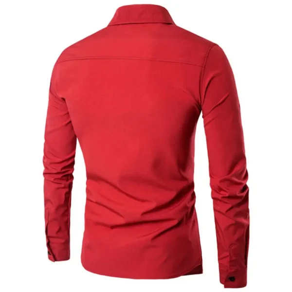 Stand Collar Fake Two-piece Men Shirt Double Placket Lapel Long Sleeve Slim Fit Formal Blazer Shirt Tops Fashion Social Shirt - Image 2