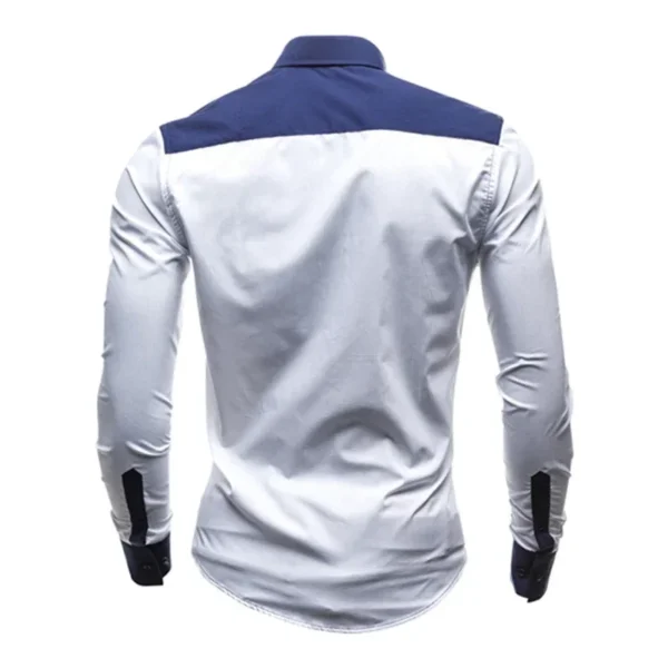 Men Long Sleeve Shirt 2024 Spring Striped Shirts Slim Fit Male Casual Social Patchwork Shirt Turn-down Collar Camisa Masculina - Image 3