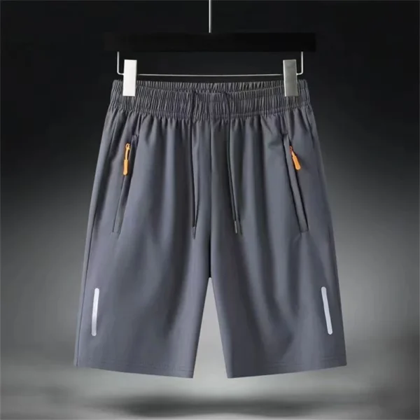 Men's Summer Ultra-thin Ice Silk Beach Casual Shorts Jogging Sport Quick Dry Male Zipper Loose Gym Sports Short Pants Sweatpant - Image 2