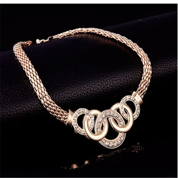 Fashion European and American five-ring suit necklace earrings bracelet ring four-piece set retro bride photo gift - Image 6