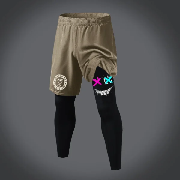 2024 Fashion Evil Smile Leg Printed Pants Gym Training Running Basketball Sports Pants 2-in-1 Fast Drying Training Pants XS-5XL - Image 2
