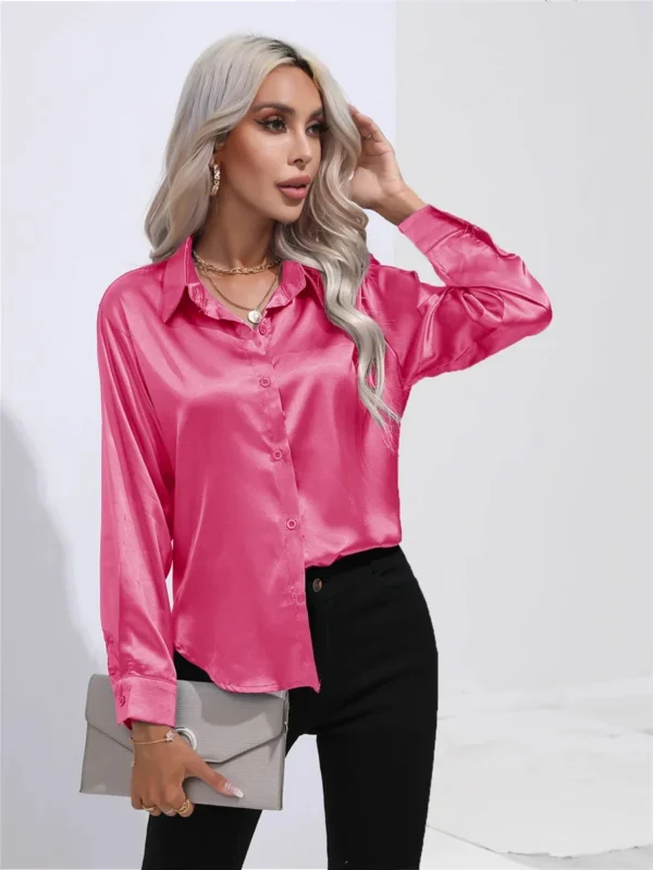 Woman Spring Autumn Style Casual Blouses Shirts Lady Long Sleeve Turn-down Collar Solid Color Blusas Tops - Image 4