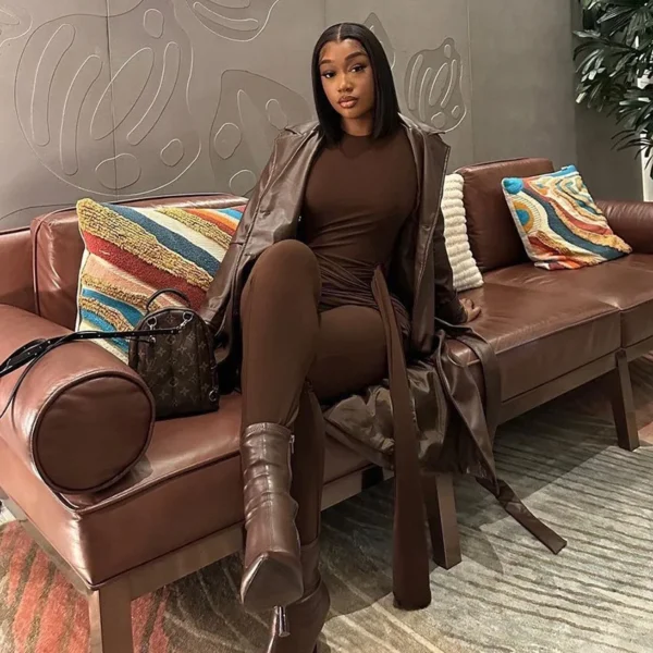 Sexy BrownSlim Fit Women Jumpsuits Casual Long Sleeve Rompers Designed Overalls Fitness 2024 Spring Outfits Club Party - Image 5