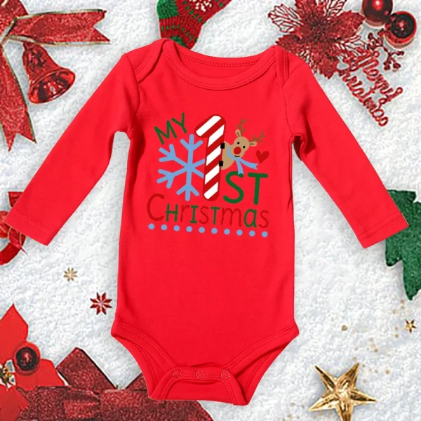 My First Christmas New Born Baby Bodysuits Clothes Ropa Toddler Girl Red Long Short Romper Jumpsuit Outfit Christmas Gifts - Image 2