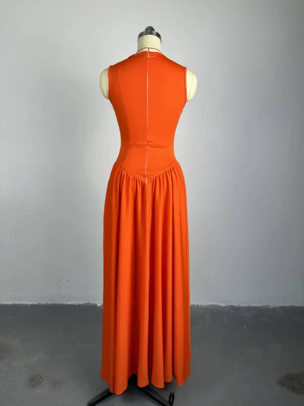 CM.YAYA 2024 Summer Sleeveless Sweet Cute O-Neck Hollow Out Slim Floor-Length Long Women Dress Beach Streetwear Maxi Dresses - Image 6
