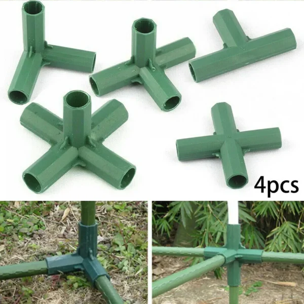 4pcs Plants Connectors Plastic Structure Greenhouse Frame Canes Building Connector 16-17mm Outdoor Garden Structure Pole Joints