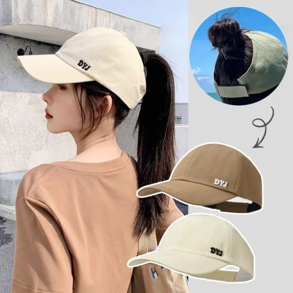 Summer Long Brim Sunhat Women Sun Hats Foldable Adjustable Outdoor Beach Bucket Hat UV Protection Visors Fisherman Ponytail Caps - Image 2