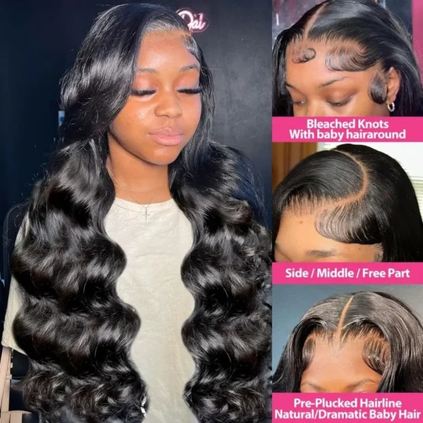 30Inch Body Wave Lace Front Wig Indian Human Hair 13x4 13x6 Hd Transparent Lace Frontal Wigs Pre Plucked Bleached Knots MYLOCKME - Image 2