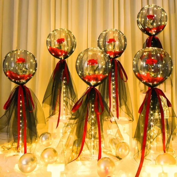 LED Luminous Balloon Rose Bouquet Light Transparent Balloons Flower for Wedding Party Valentines Day Decor Birthday Thanksgiving - Image 5