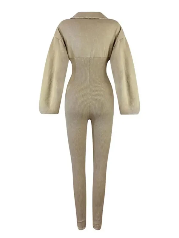 Sexy Sports Jumpsuits Women Autumn New Lapel Long Sleeve Bodycon Rompers Streetwear Female Casual Skinny Fitness Overall - Image 6