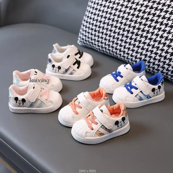 Toddler MINISO Disney White Casual Shoes For Baby Boys Girls Brand Children Sneaker Mickey Kids Sports Walking Shoes Size 15-25 - Image 2