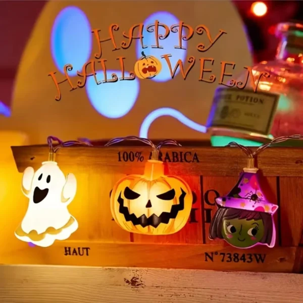 Halloween Party LED String Lights Pumpkin Ghost Spider Web Hanging Lamp For Halloween Home Indoor Outdoor Decoration Props 2024 - Image 5