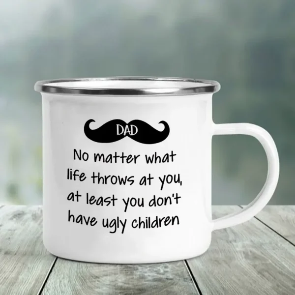Best Dad Print Funny Enamel Creative Coffee Cups Camping Mugs Handle Drinkware Vacation Mug The Best Father's Day Gifts for Men - Image 3