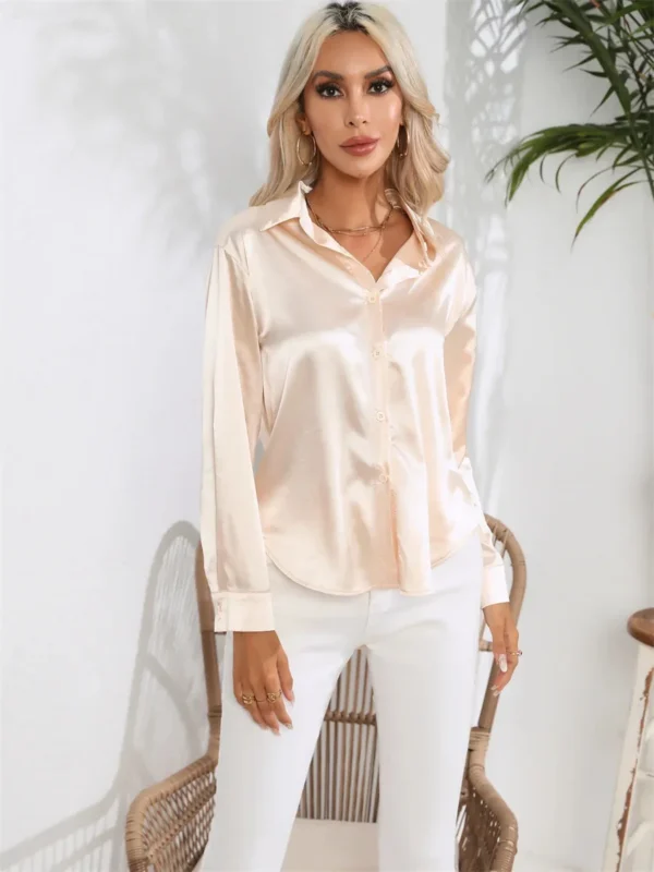 Woman Spring Autumn Style Casual Blouses Shirts Lady Long Sleeve Turn-down Collar Solid Color Blusas Tops - Image 2