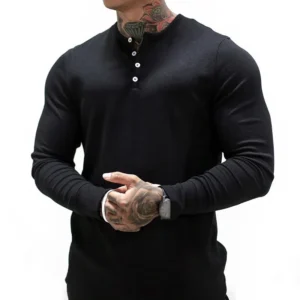 Men's Long Sleeve Slim Polo Shirt