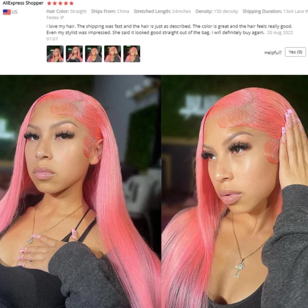 Pink Lace Front Wig Human Hair For Women 13x4 Hd Lace Frontal Wig Brazilian 613 13x6 Colored Straight Lace Front Wigs - Image 3