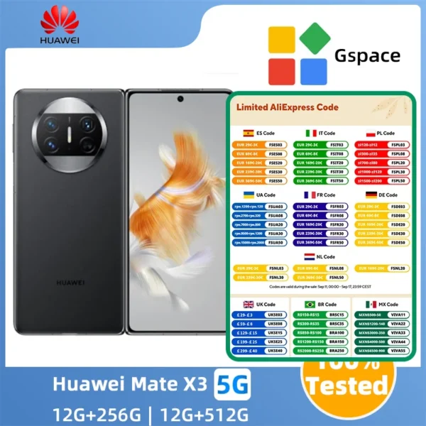 Huawei Mate X3 4g SmartPhone 50MP Camera 5060mAh 66W Charge HarmonyOS Snapdragon 8+ 7.85“ Fold OLED Screen Original Used Phone