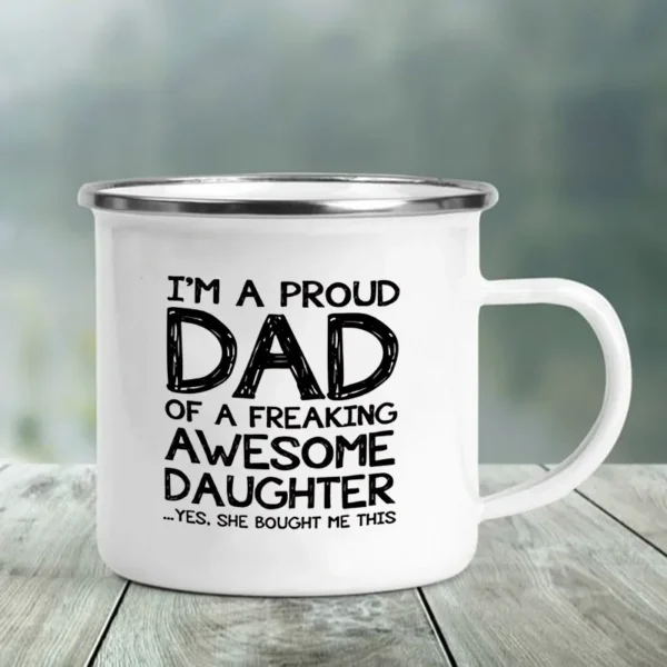 Best Dad Print Funny Enamel Creative Coffee Cups Camping Mugs Handle Drinkware Vacation Mug The Best Father's Day Gifts for Men - Image 4