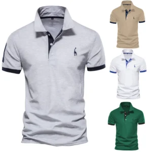 Men's Embroidered fawn polo shirt