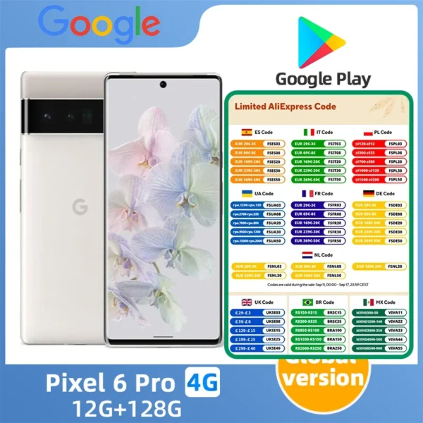 Google Pixel 6 Pro 5G Unlocked Mobile Phone 6.7" 12GB RAM 128/256GB ROM Octa Core NFC Google Tensor Original Android CellPhone