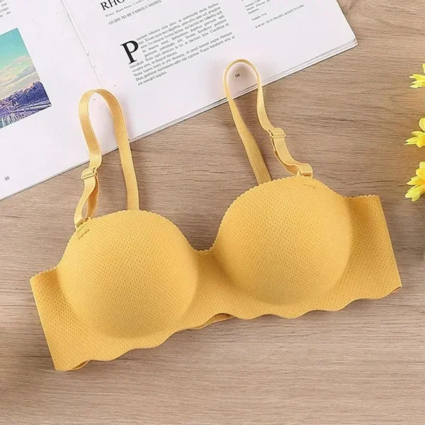 Female Gather Removable Shoulder Strap Solid Color Wireless Lingerie One-pieces Sexy Bras Push Up Seamless Underwear for Women - Image 4