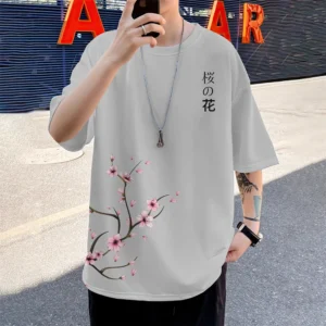 stylish 3D flower men's t-shirt