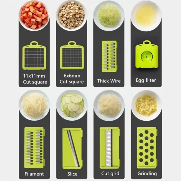 16pcs/Set Vegetable Chopper Multifunctional Fruit Slicer Manual Food Grater Cutter With Container Mincer Chopper Kitchen Stuff - Image 4