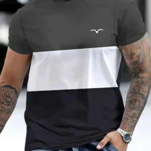 3D striped printed short-sleeved T-shirt