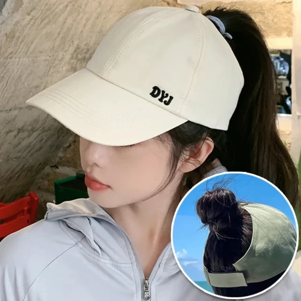 Summer Long Brim Sunhat Women Sun Hats Foldable Adjustable Outdoor Beach Bucket Hat UV Protection Visors Fisherman Ponytail Caps - Image 6