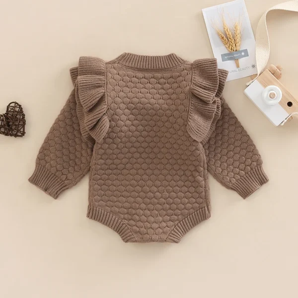 2022-07-14 Lioraitiin 0-24M Newborn Infant Baby Girl Romper Knit Ruffle Warm Long Sleeve Jumpsuit Toddler Fall Spring Clothing - Image 4
