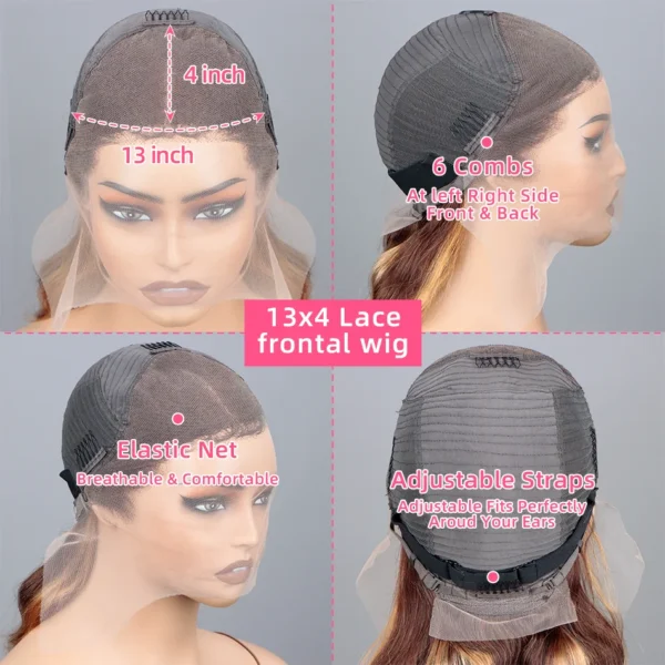 Highlight Body Wave Wig Human Hair 13x4 HD Lace Front Human Hair Wigs For Women Honey Blonde Transparent Lace Frontal Wig - Image 6