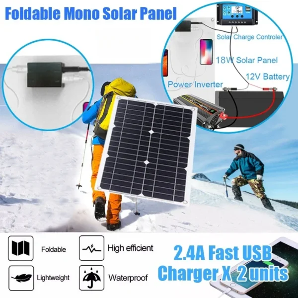 110V/220V 6000W Inverter Solar Power Generation System Solar Panel 12V 30A Controller Complete Power Generation Kit Charger - Image 4