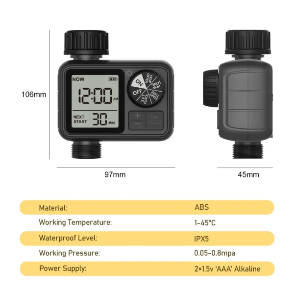 Eshico New Smart Dial & Button Water Timer M02 Automatic Timed Irrigation System Outdoor Home Garden Lawn Greenhouse Supplies - Image 3