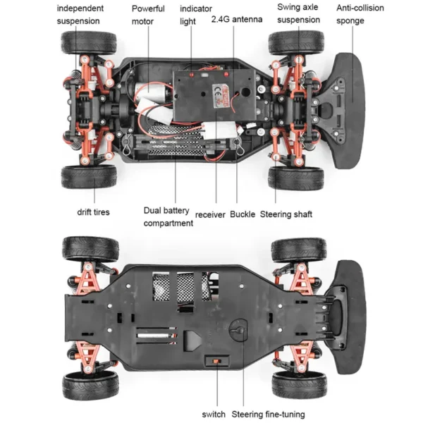 1:10 70km/h High-speed Drift Remote Control Car 2.4G 4WD Rc Off-road Vehicle Dual-speed Rc Car Children's Christmas Gift - Image 5