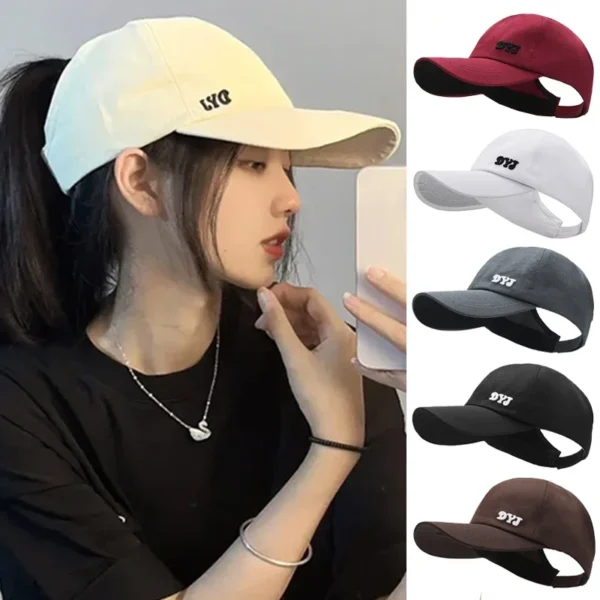 Summer Long Brim Sunhat Women Sun Hats Foldable Adjustable Outdoor Beach Bucket Hat UV Protection Visors Fisherman Ponytail Caps - Image 3