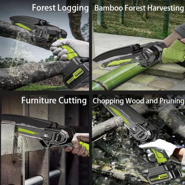 Mini Chainsaw 4/6-Inch Powerful Cordless Rechargeable Handheld Garden Electric Saw Cutting Powered by 18V Battery Power Tool - Image 5