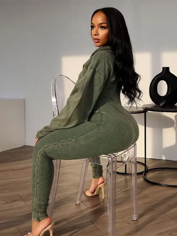 Sexy Sports Jumpsuits Women Autumn New Lapel Long Sleeve Bodycon Rompers Streetwear Female Casual Skinny Fitness Overall - Image 4