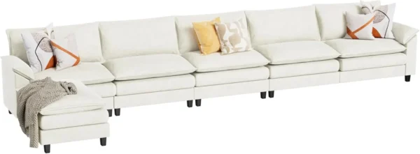 Modular Sectional Sofa Couch, Fabric Reversible Sofa Couch Cloud Couch with Ottoman, Sectional Sofa Couches for Living Room - Image 4