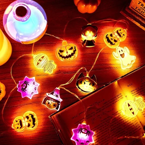 Halloween Party LED String Lights Pumpkin Ghost Spider Web Hanging Lamp For Halloween Home Indoor Outdoor Decoration Props 2024 - Image 4